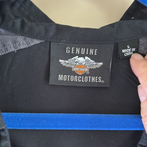 HARLEY DAVIDSON METAL BUTTON UP SHORT SLEEVE ORANGE COLOR BLOCK SHIRT SZ L - Picture 4 of 13